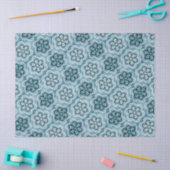 Cute Boho Flower Pattern Floral White Blue Tissuepapier (Craft)