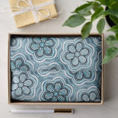 Cute Boho Flower Pattern Floral White Blue Tissuepapier (Geschenk)