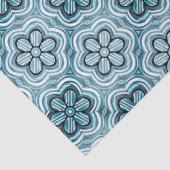 Cute Boho Flower Pattern Floral White Blue Tissuepapier (Detail)