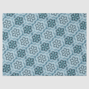 Cute Boho Flower Pattern Floral  White Blue Tissuepapier