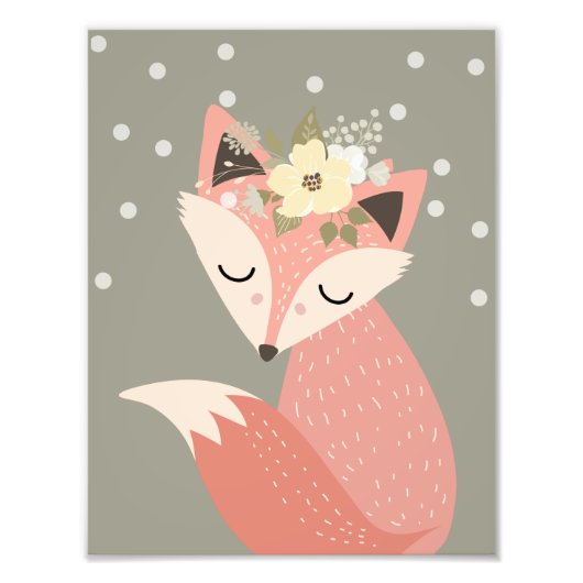 Cute Boho Fox Nursery Decor Artwork Poster (Voorkant)