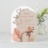 Cute Boho Giraffe Baby Shower Uitnodiging (Staand voorkant)
