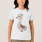 Cute Boho Goose with Floral Details Pastel Tri-Blend Shirt (Voorkant)