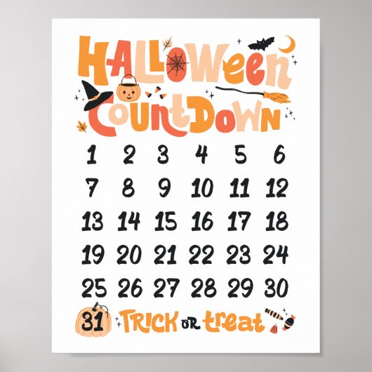 Cute Boho Halloween Countdown Poster (Voorkant)