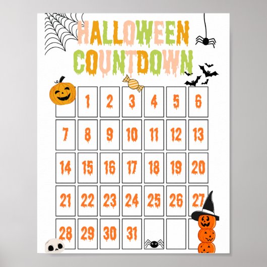 Cute Boho Halloween Countdown Poster (Voorkant)