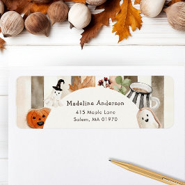 Cute Boho Halloween Ghost Pumpkin Baby Shower Etiket