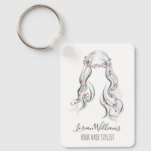 Cute Boho Kapsel Bruidskapsel Haarstylist Bloem QR Sleutelhanger