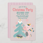 Cute Boho Kerstmis Unicorn op Blush Pink Kaart (Voorkant / Achterkant)