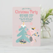 Cute Boho Kerstmis Unicorn op Blush Pink Kaart (Staand voorkant)