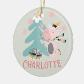 Cute Boho Kerstunicorn met naam op pagina Keramisch Ornament (Links)
