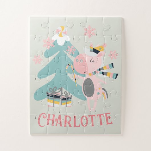 Cute Boho Kerstunicorn met naam op pagina Legpuzzel (Verticaal)