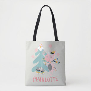 Cute Boho Kerstunicorn met naam op pagina Tote Bag
