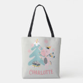 Cute Boho Kerstunicorn met naam op pagina Tote Bag (Achterkant)