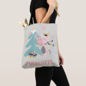 Cute Boho Kerstunicorn met naam op pagina Tote Bag (Dichtbij)