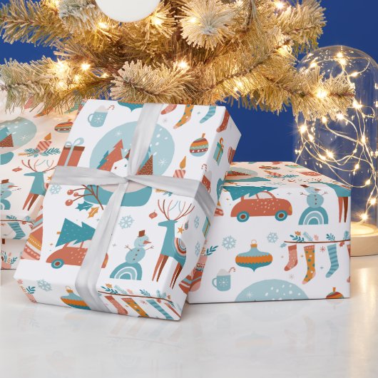 Cute Boho kerstvakantie met kleuren Cadeaupapier (Feestdagen)