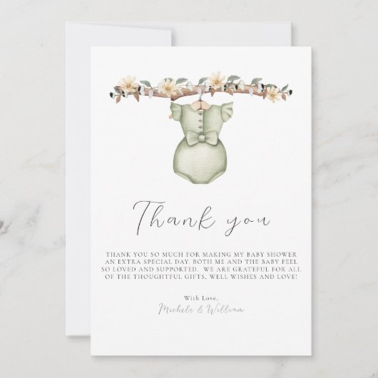 Cute Boho Kleren Baby Shower Bedankkaart (Voorkant)