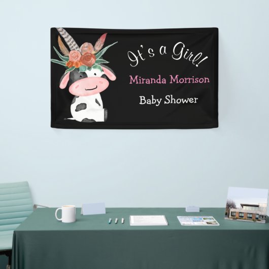 Cute Boho Koe Chalkboard Baby shower Banner (Beurs)