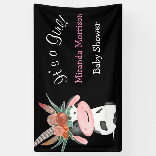 Cute Boho Koe Chalkboard Baby shower Banner (Verticaal)