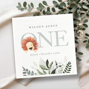 Cute Boho Lion Foliage 1e eerste verjaardag Servet