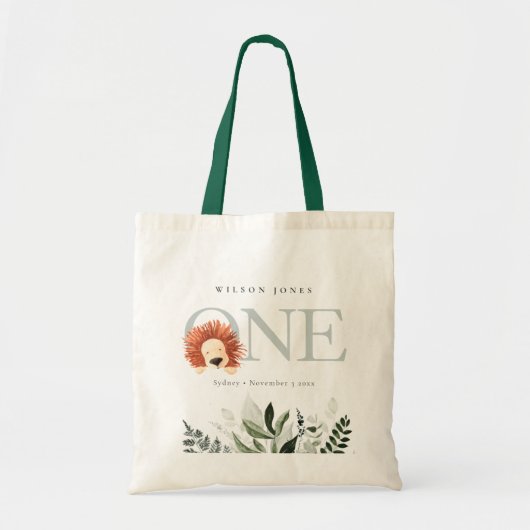 Cute Boho Lion Foliage 1e eerste verjaardag Tote Bag (Voorkant)