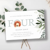 Cute Boho Lion Foliage 4e verjaardag Bedankkaart