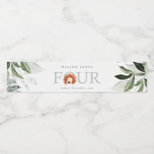 Cute Boho Lion Foliage 4e vierde verjaardag Waterfles Etiket