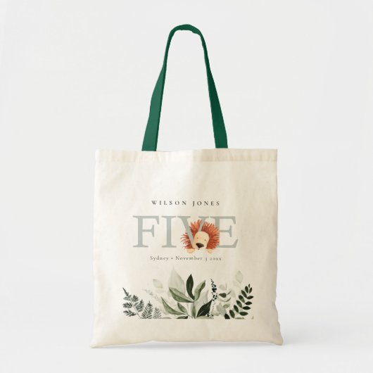 Cute Boho Lion Foliage 5e verjaardag Tote Bag (Voorkant)