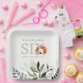 Cute Boho Lion Foliage 6e verjaardag Papieren Bordje (Feest)