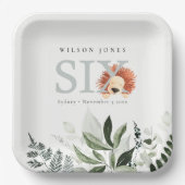 Cute Boho Lion Foliage 6e verjaardag Papieren Bordje (Voorkant)