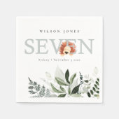 Cute Boho Lion Foliage 7e verjaardag Servet (Voorkant)