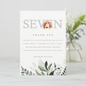 Cute Boho Lion Foliage 7e zevende verjaardag Bedankkaart (Staand voorkant)