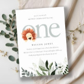 Cute Boho Lion Foliage First Birthday Party Invite Bedankkaart