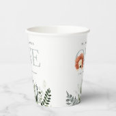 Cute Boho Lion Foliage First Birthday Party Papieren Bekers (Links)