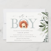 Cute Boho Lion Foliage Het is Jongen Baby shower I Bedankkaart (Voorkant)