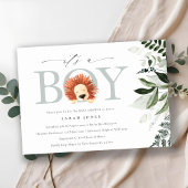 Cute Boho Lion Foliage Het is Jongen Baby shower I Bedankkaart