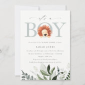Cute Boho Lion Foliage Het is Jongen Baby shower I Bedankkaart (Voorkant)