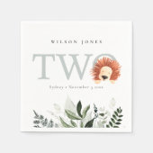 Cute Boho Lion Foliage Tweede verjaardag Servet (Voorkant)