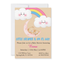 Cute Boho Little Dreamer Baby Shower Uitnodiging