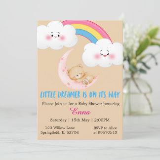 Cute Boho Little Dreamer Baby Shower Uitnodiging