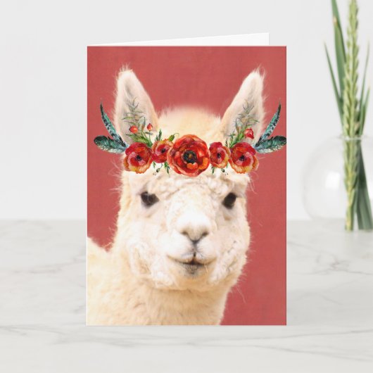 Cute Boho Llama Birthday Kaart (Voorkant)