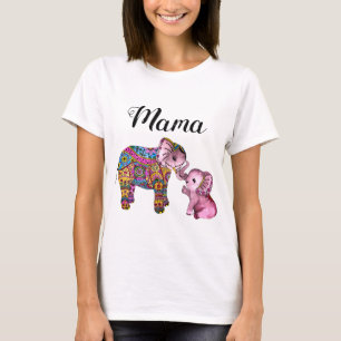 Cute Boho Moeder en Baby Elephants Nieuwe Mam T-shirt