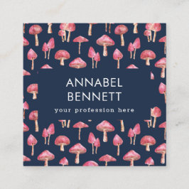 Cute Boho Mushroom Pattern Vierkante Visitekaartje