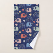 Cute Boho Navy Blue Elephant Pattern Bad Handdoek (Handdoek)