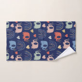 Cute Boho Navy Blue Elephant Pattern Bad Handdoek (Handdoek)