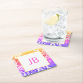 Cute Boho Ombre Monogram Custom Square Onderzetter (Insitu)