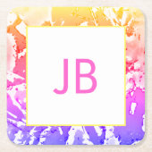 Cute Boho Ombre Monogram Custom Square Onderzetter (Voorkant)