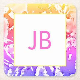 Cute Boho Ombre Monogram Custom Square Onderzetter