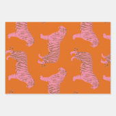 Cute Boho Oranje en Roze Tiger Art Pattern Inpakpapier Vel (Voorkant 2)