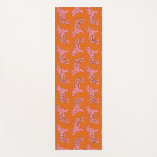 Cute Boho Oranje en Roze Tiger Art Pattern Yogamat (Voorkant)