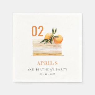 Cute Boho Oranje Fruit Cake any age Birthday Servet